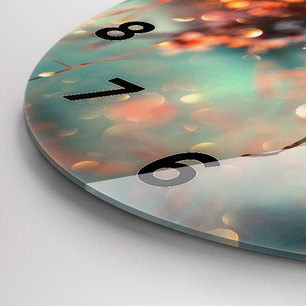 Wanduhr rund Frühlingsblumen