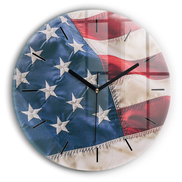 Wanduhr glas rund Amerikanische Flagge