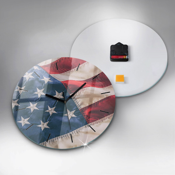 Wanduhr glas rund Amerikanische Flagge