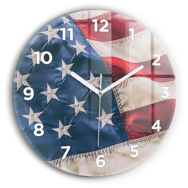 Wanduhr glas rund Amerikanische Flagge