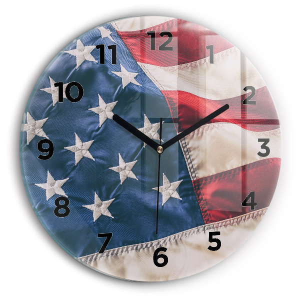 Wanduhr glas rund Amerikanische Flagge