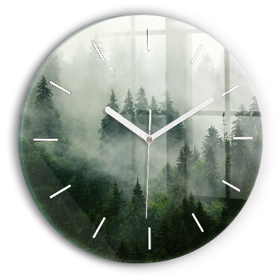 Wanduhr rund mit motiv Nebliger Wald