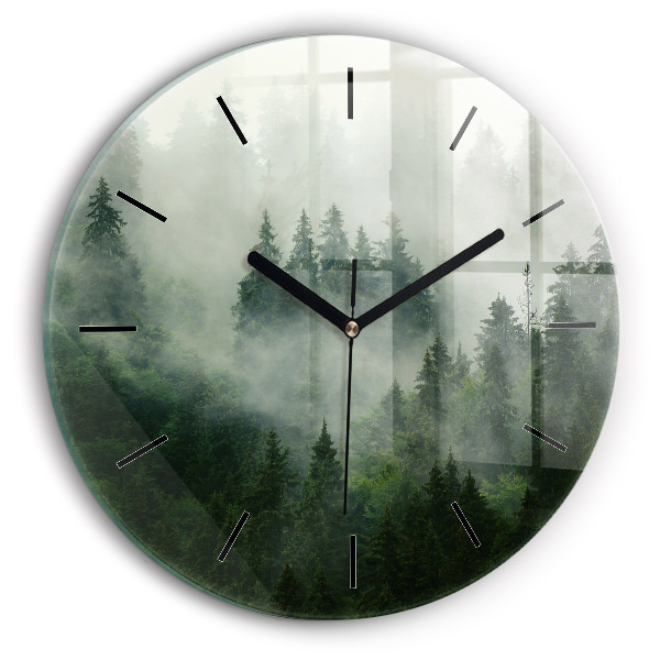 Wanduhr rund mit motiv Nebliger Wald