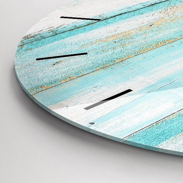Wanduhr rund Blaue Bretter