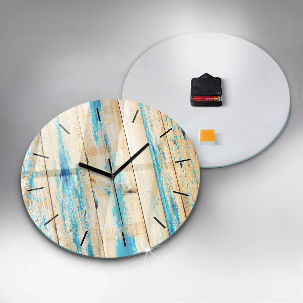 Wanduhr glas rund Zerkratztes Holz