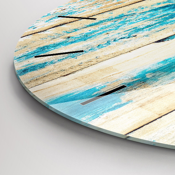 Wanduhr glas rund Zerkratztes Holz