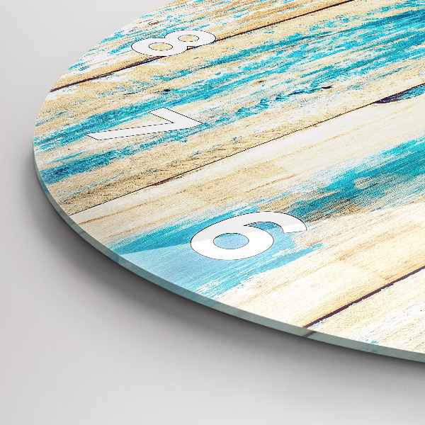 Wanduhr glas rund Zerkratztes Holz