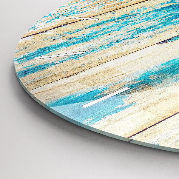 Wanduhr glas rund Zerkratztes Holz