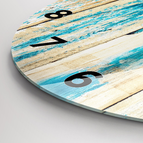 Wanduhr glas rund Zerkratztes Holz