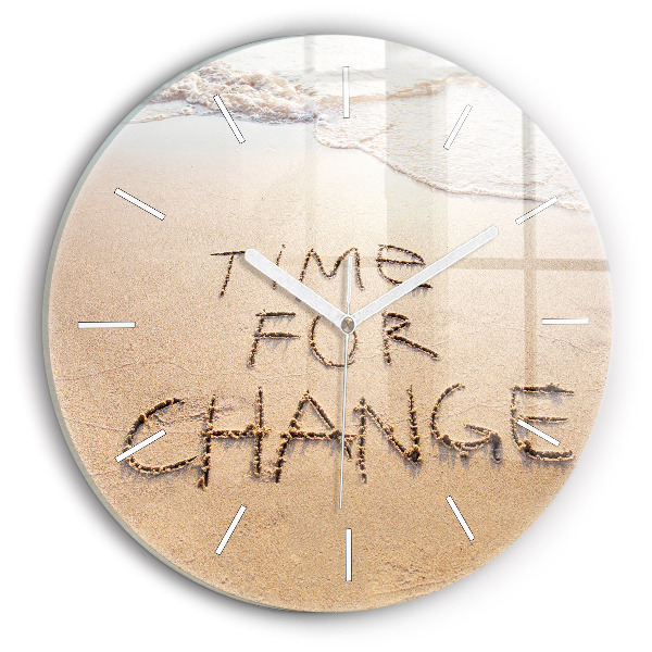 Wanduhr rund Zitat am Strand