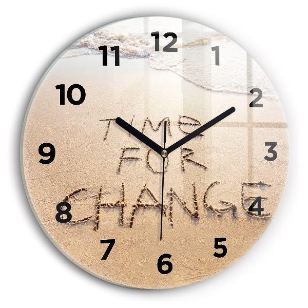 Wanduhr rund Zitat am Strand