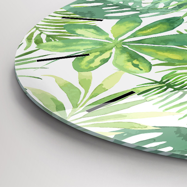 Wanduhr rund mit motiv Grüne Blätter