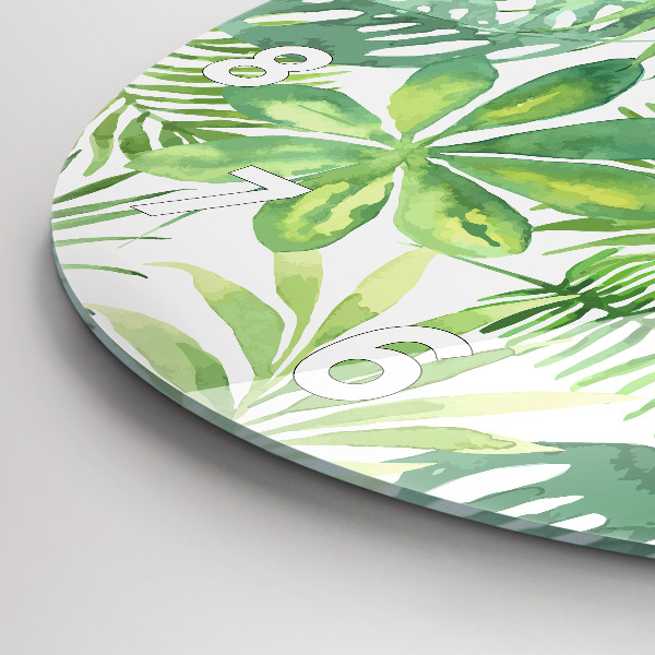 Wanduhr rund mit motiv Grüne Blätter