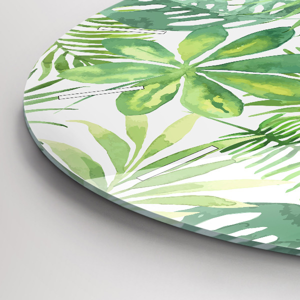 Wanduhr rund mit motiv Grüne Blätter