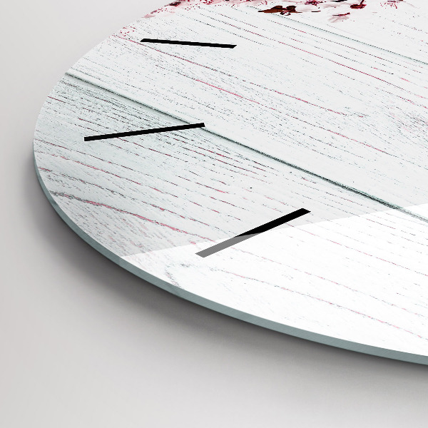 Wanduhr glas rund Frühlingsblumen