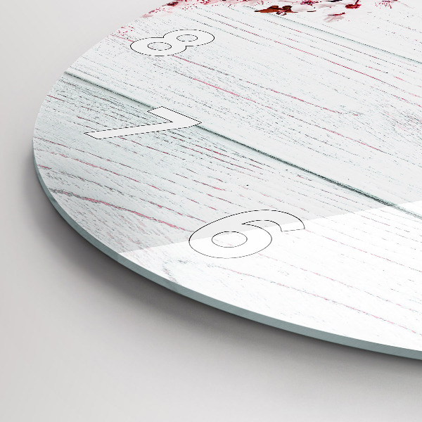 Wanduhr glas rund Frühlingsblumen