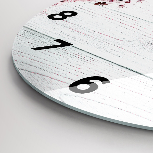 Wanduhr glas rund Frühlingsblumen