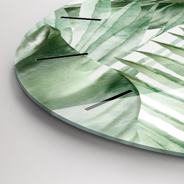 Wanduhr rund mit motiv Gemalte Pflanzenblätter