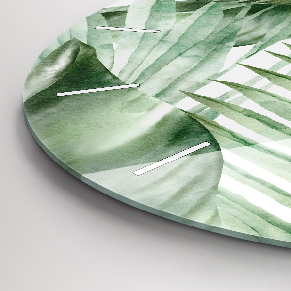 Wanduhr rund mit motiv Gemalte Pflanzenblätter