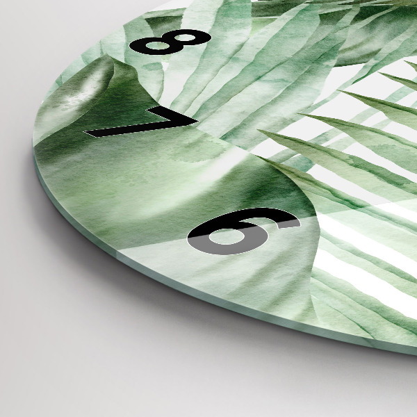 Wanduhr rund mit motiv Gemalte Pflanzenblätter