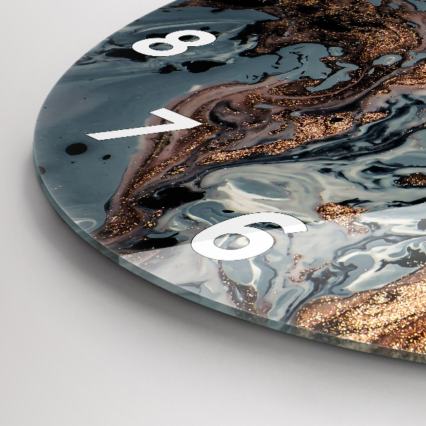 Wanduhr glas rund Abstrakte Marmor-Gold-Abstraktion