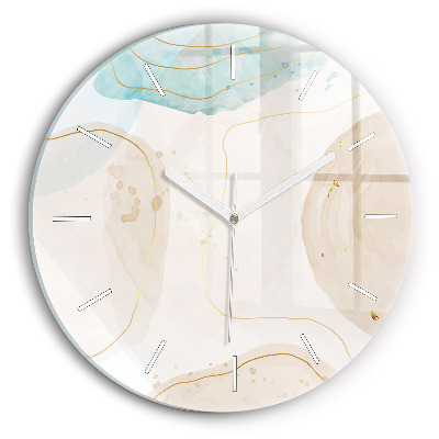 Wanduhr glas rund Aquarell-Flecken