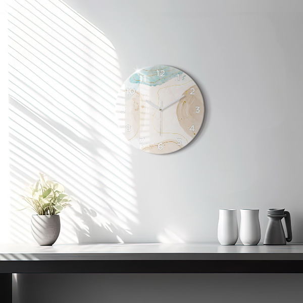 Wanduhr glas rund Aquarell-Flecken