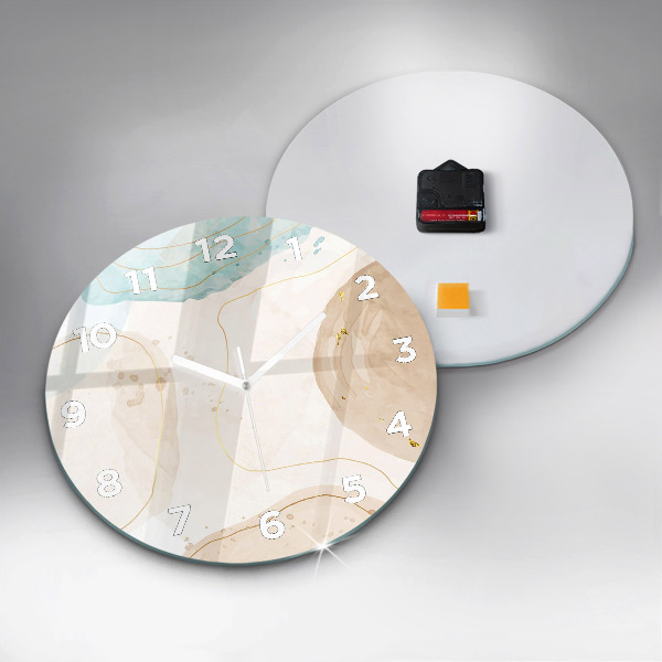 Wanduhr glas rund Aquarell-Flecken