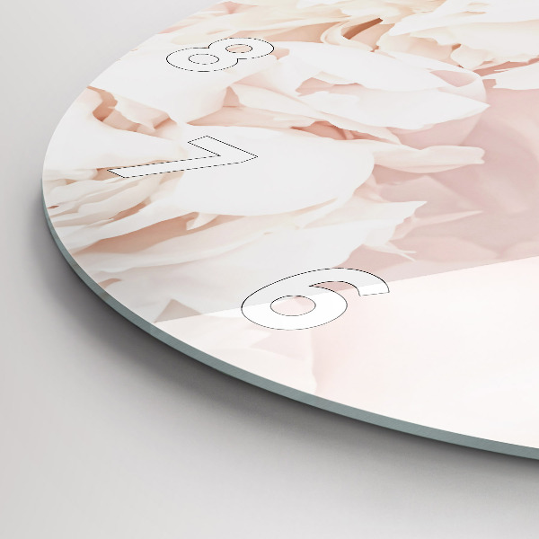 Wanduhr glas rund Pfingstrosenblüten