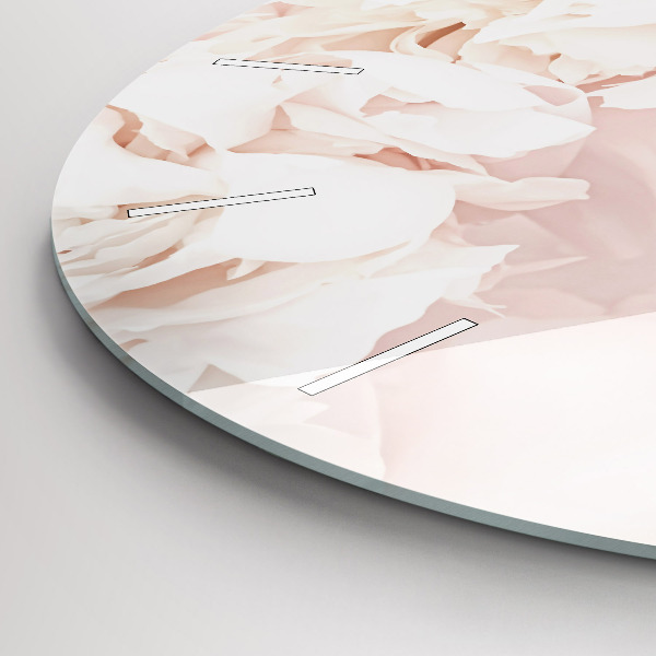 Wanduhr glas rund Pfingstrosenblüten