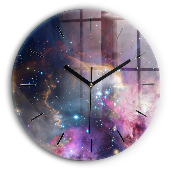 Wanduhr rund mit motiv Galaxie und Sterne