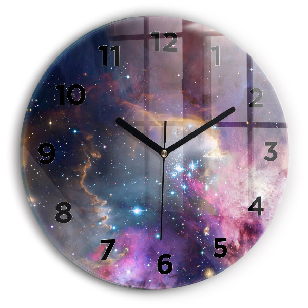 Wanduhr rund mit motiv Galaxie und Sterne