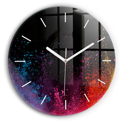 Wanduhr glas rund Explosion der Farben