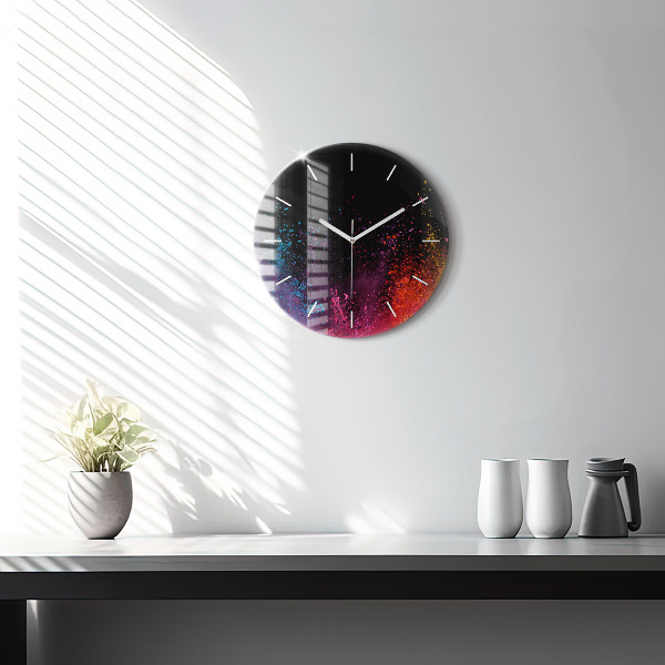 Wanduhr glas rund Explosion der Farben