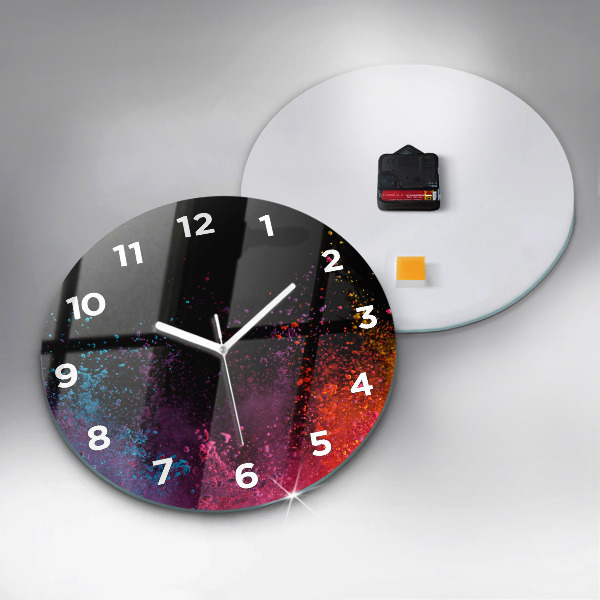 Wanduhr glas rund Explosion der Farben