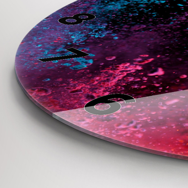 Wanduhr glas rund Explosion der Farben