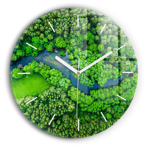 Wanduhr rund mit motiv Fluss im Wald