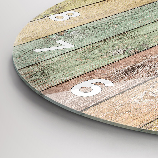 Wanduhr glas rund Farbige Bretter