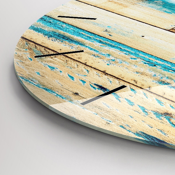 Wanduhr rund Zerkratztes Holz