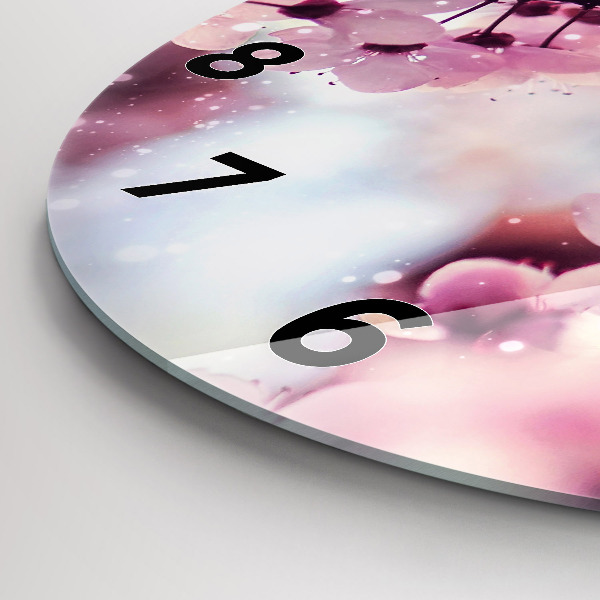 Wanduhr rund mit motiv Frühlingsblumen
