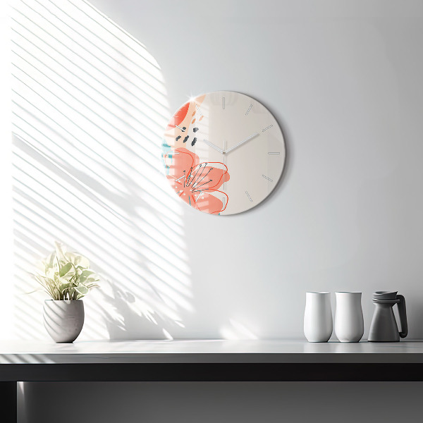 Wanduhr glas rund Hawaiianische Pflanzen