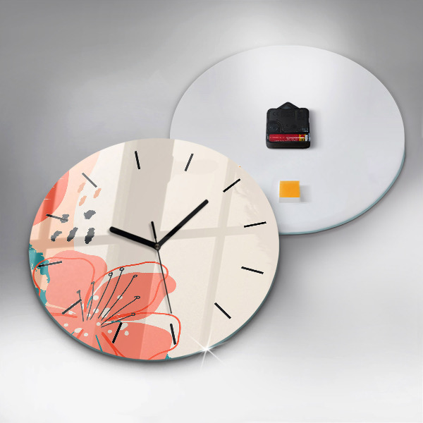 Wanduhr glas rund Hawaiianische Pflanzen