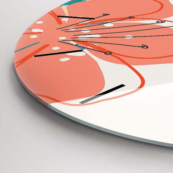 Wanduhr glas rund Hawaiianische Pflanzen
