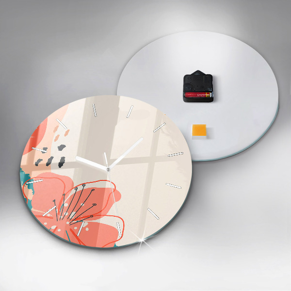 Wanduhr glas rund Hawaiianische Pflanzen