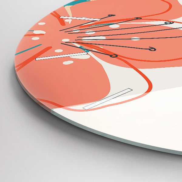 Wanduhr glas rund Hawaiianische Pflanzen