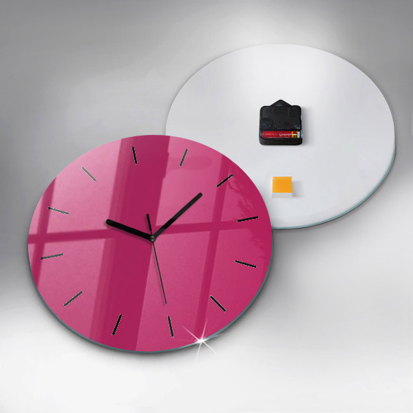Wanduhr glas rund Farbe kräftiges Rosa