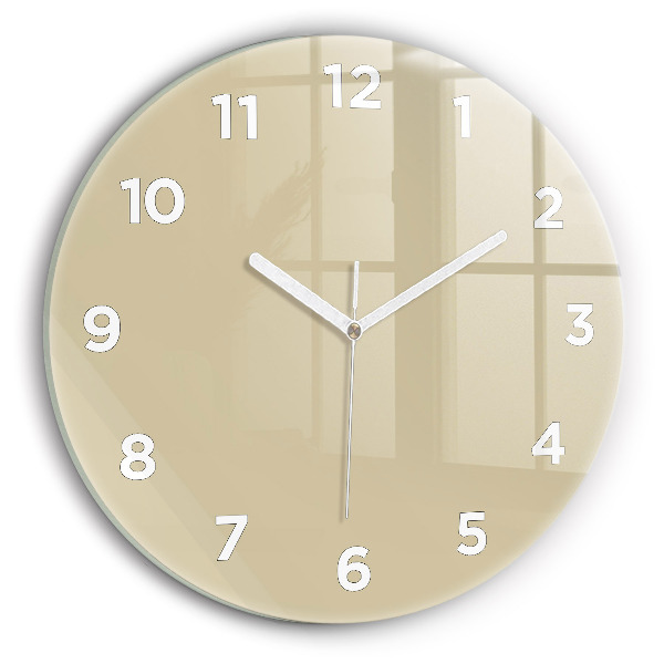Wanduhr glas rund Farbe beige
