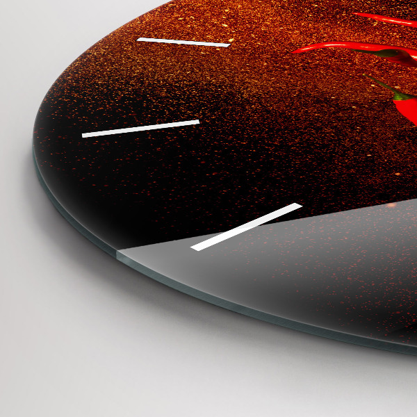 Wanduhr rund Chili-Schoten