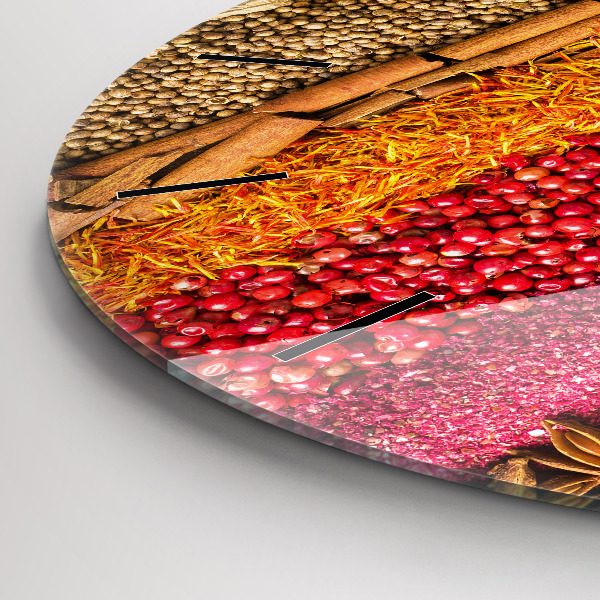 Wanduhr rund mit motiv Reihen von Gewürzen