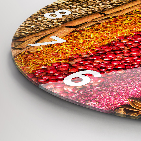 Wanduhr rund mit motiv Reihen von Gewürzen